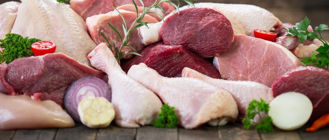 A raw meat on the cutting board