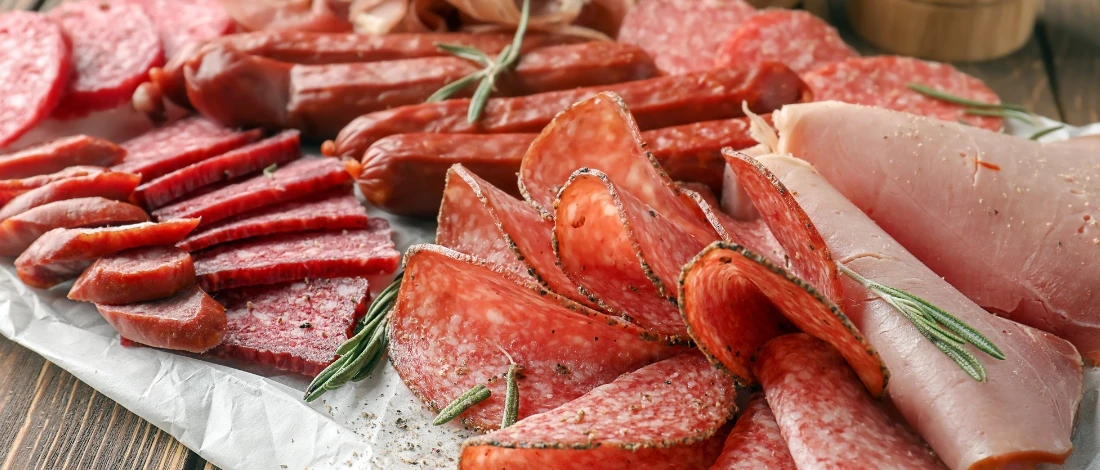 A sliced of deli meats