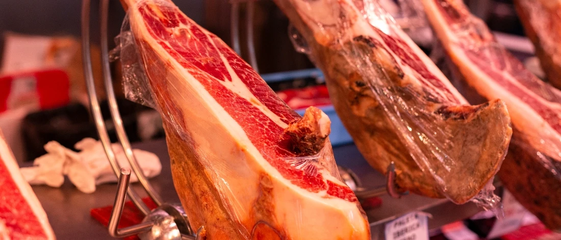 A close up shot of premium meats in the market