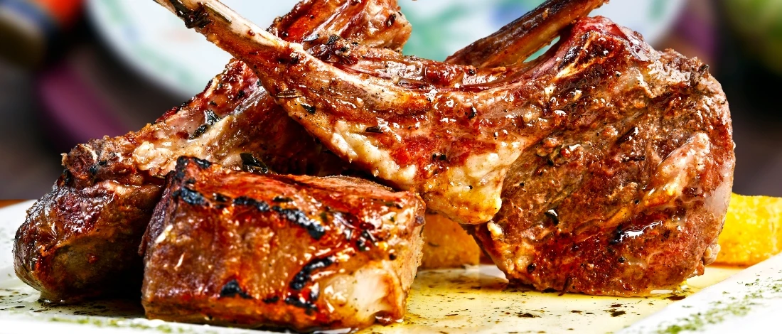 A cooked lamb meat