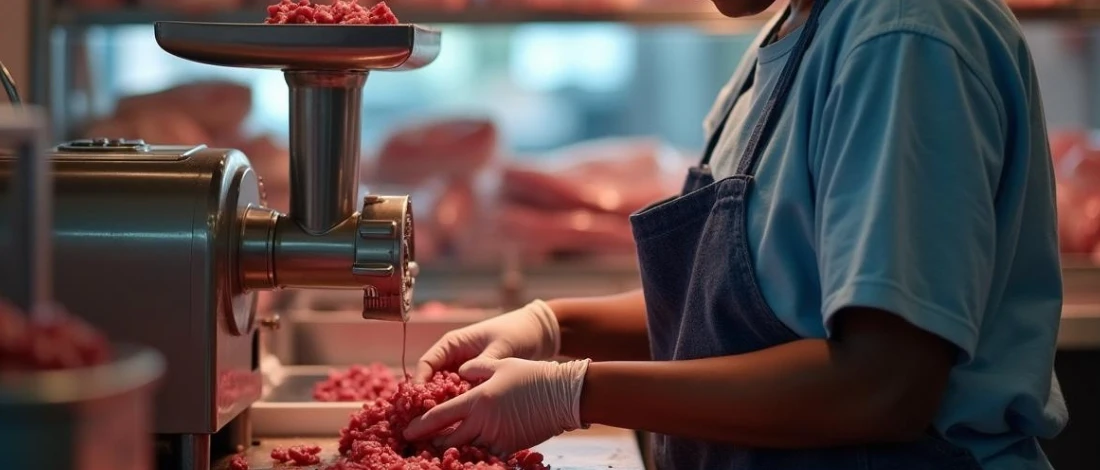 A person was using a meat processor