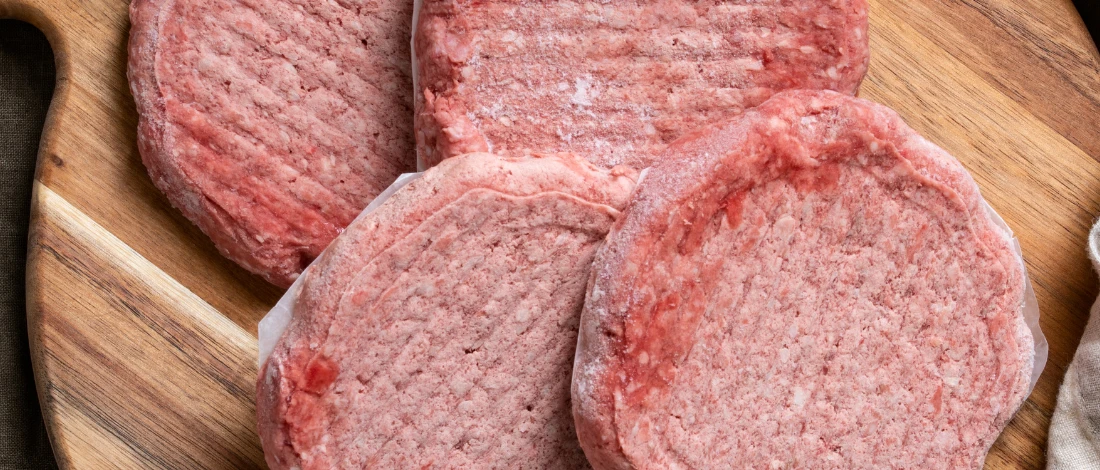 Meat containing mycoprotein on a table