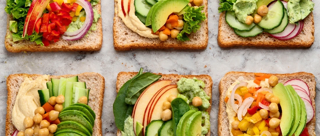 A top view of a plant-based diet