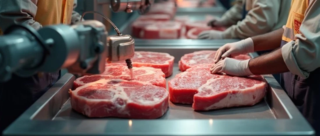 The meats are being processed by a robot