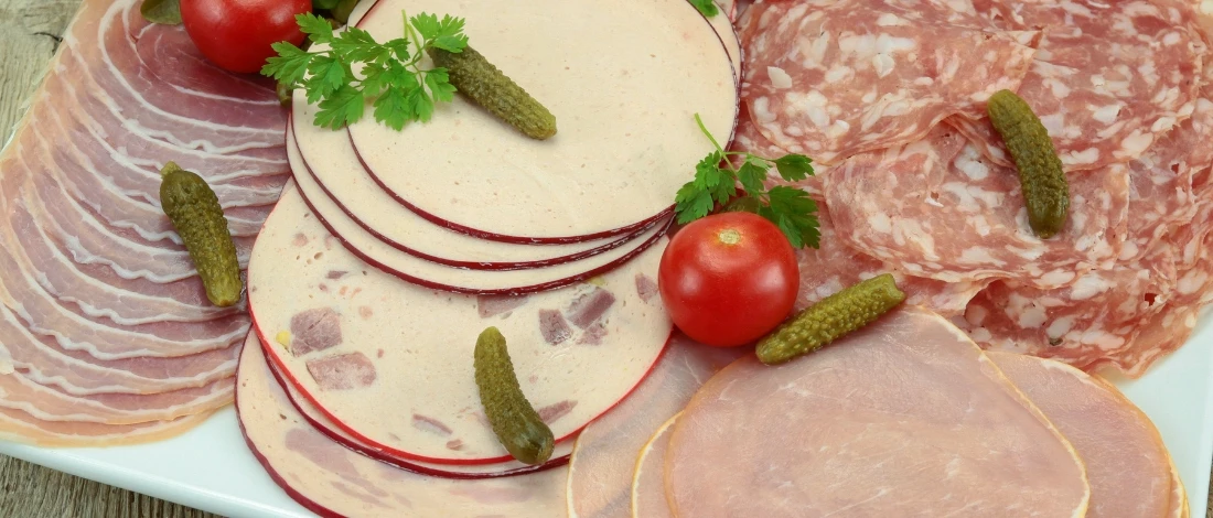 A thinly sliced deli meats