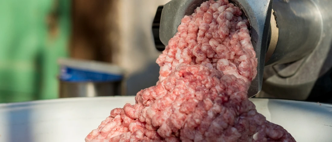 A meat being processed