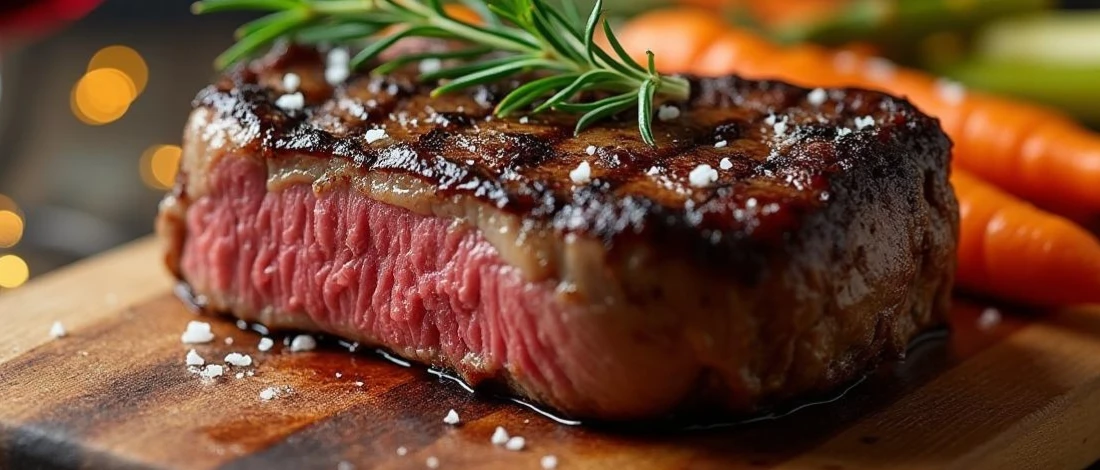 A mouthwatering juicy steak