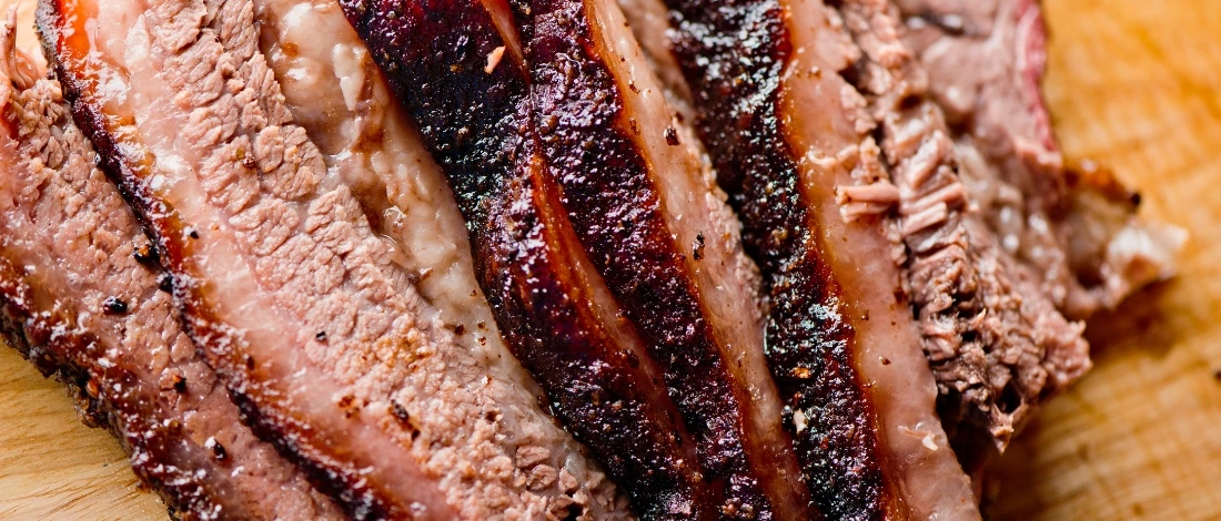 A top view of sliced brisket