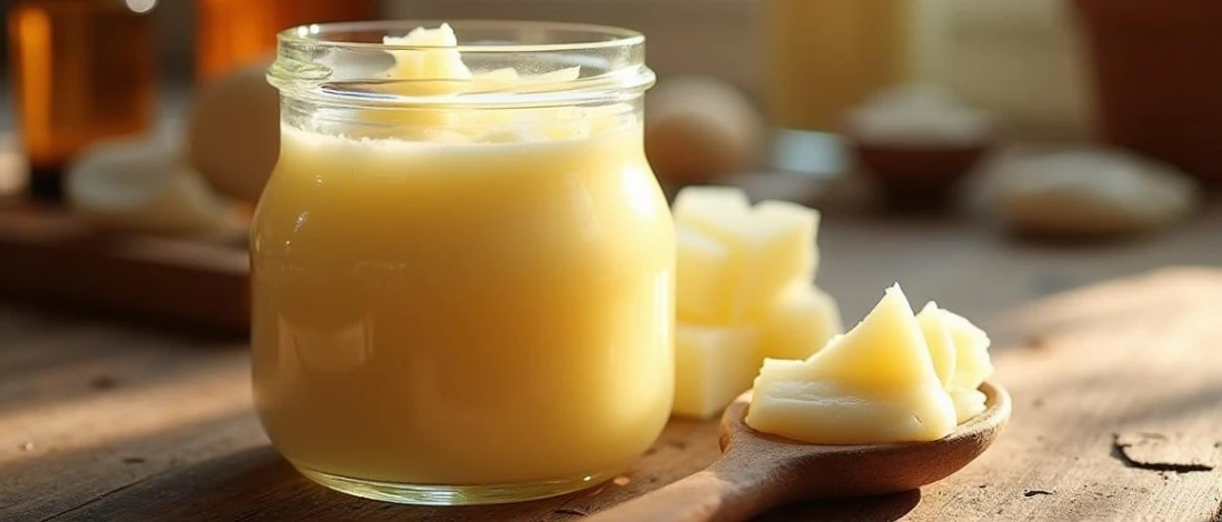 A frozen beef tallow in a jar