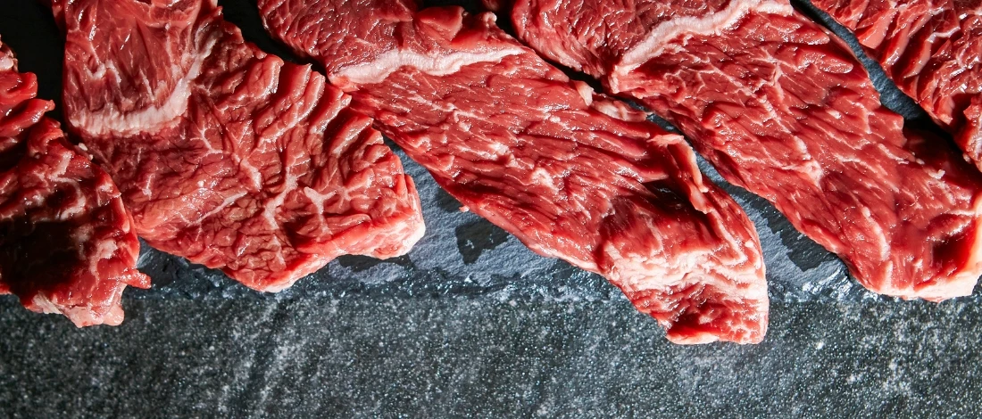 A thin sliced of beef meat