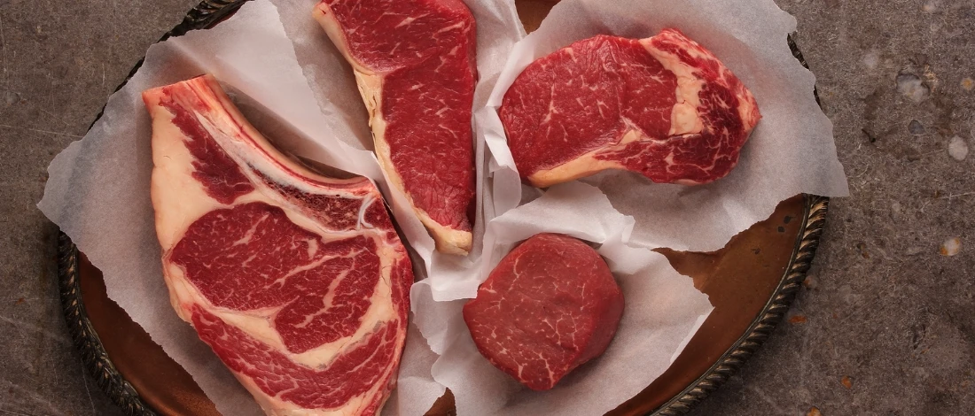 A sliced of fresh beef meats