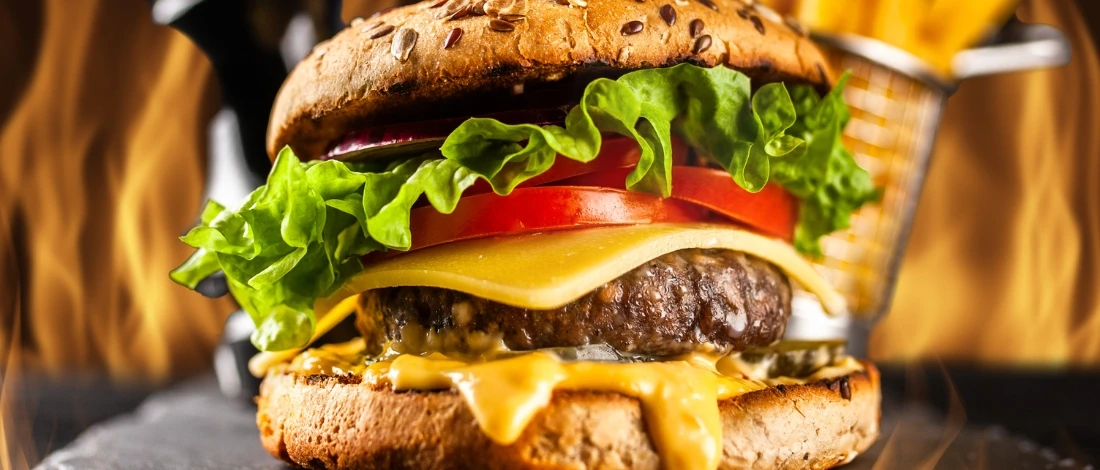 A mouthwatering grilled burger