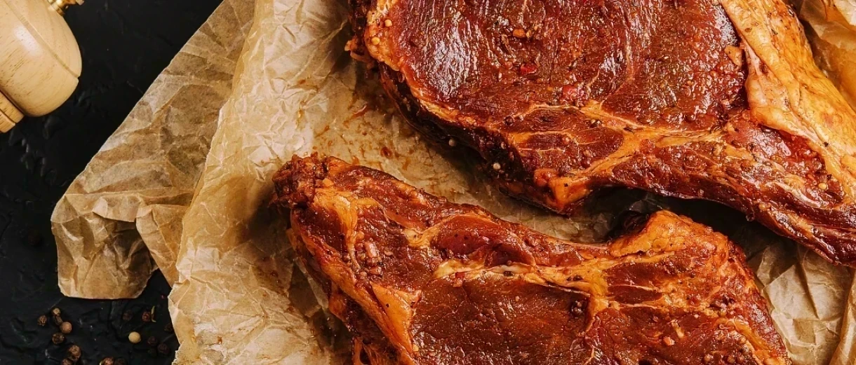 A freshly marinated beef steak