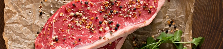 The fresh steak seasoned with peppercorn