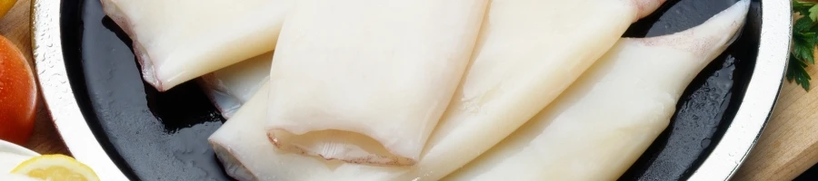 A clean squid on a plate