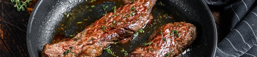 Flank steak on a pan