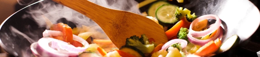 Cooking the vegetables on a wok
