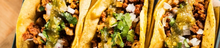 Three yummy steak taco