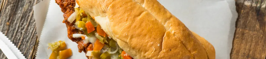 Chicago Steak Sandwich prepared on the table