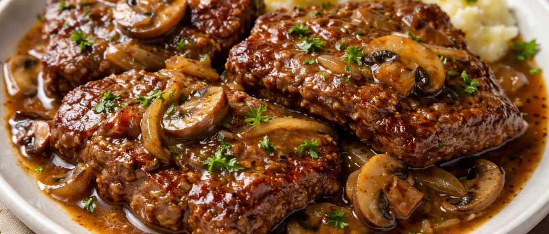 Deer Cube Steak Presented beautifully on a plate