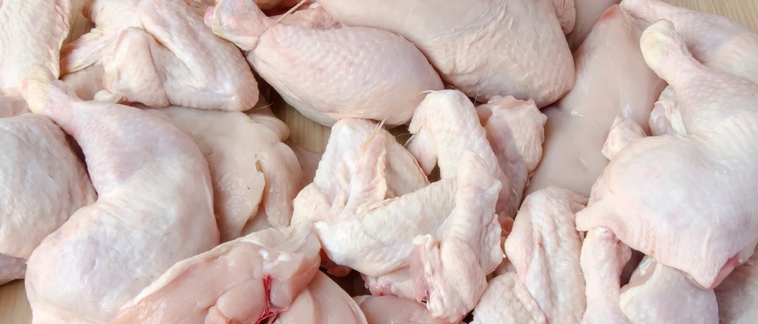 A top view of raw chicken meat